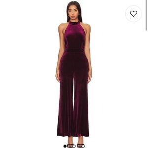 NWT 1. STATE Mock Neck Halter Jumpsuit in Port